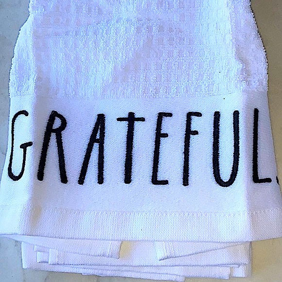 RAE DUNN KITCHEN TOWELS BLESSED GRATEFUL SET/2 NEW - Picture 2 of 7
